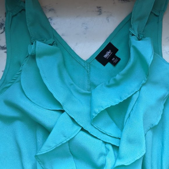 Mossimo Teal Printed Ruffled Day Dress, Sz. XS - Picture 4 of 4